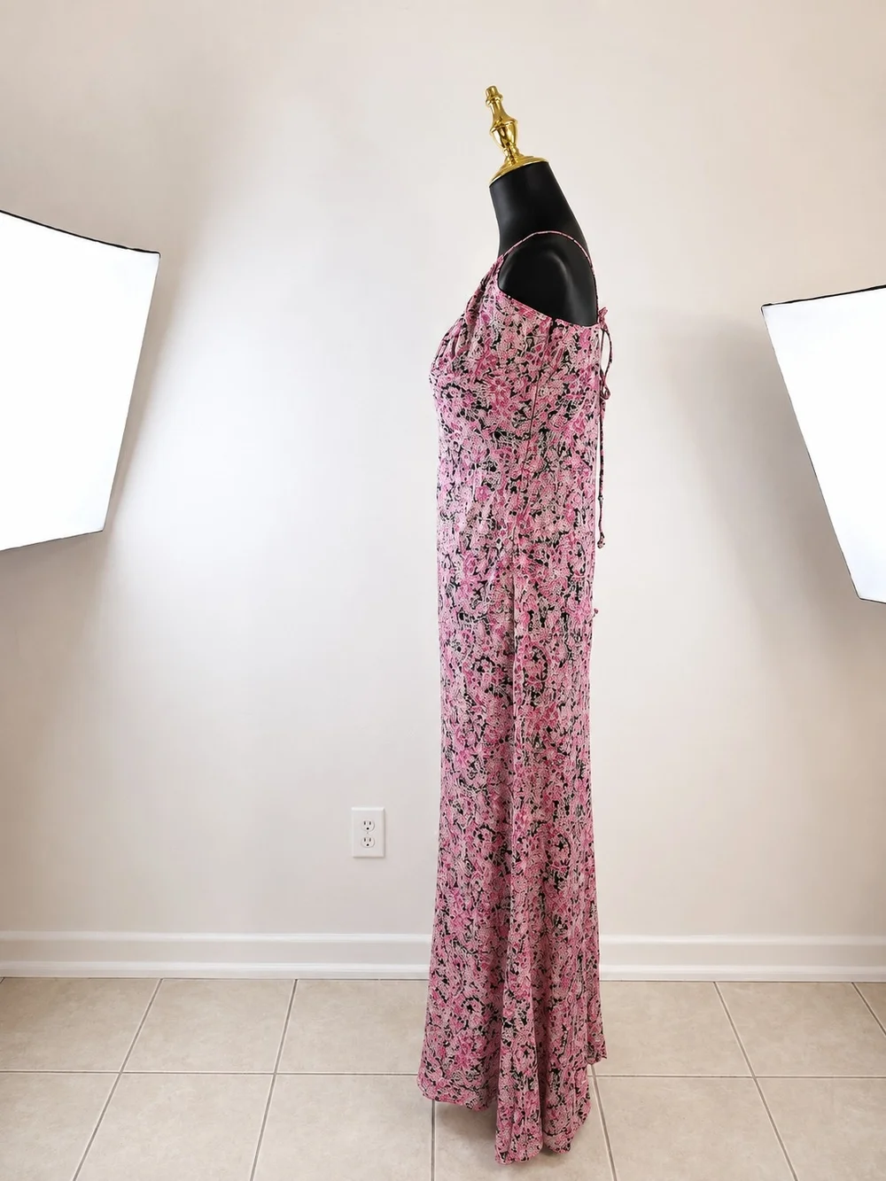 Free People Women’s Bon Voyage Midi Dress Black Combo Floral NWT M